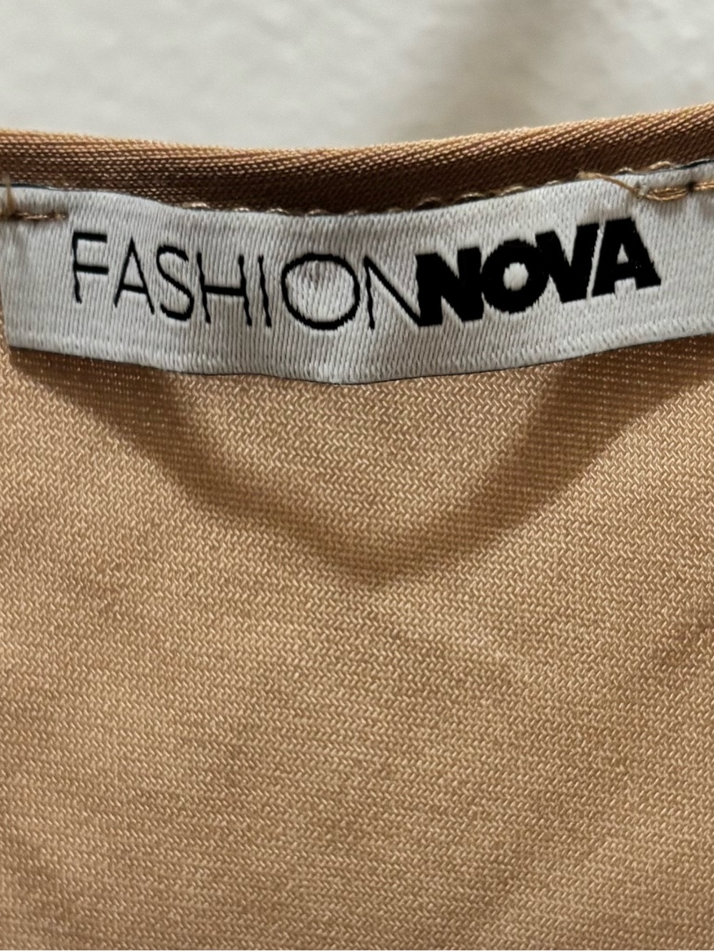 Fashion Nova Plunging Draped Cowl Neck Bodysuit Taupe Tan Thong | Small - Picture 4 of 5